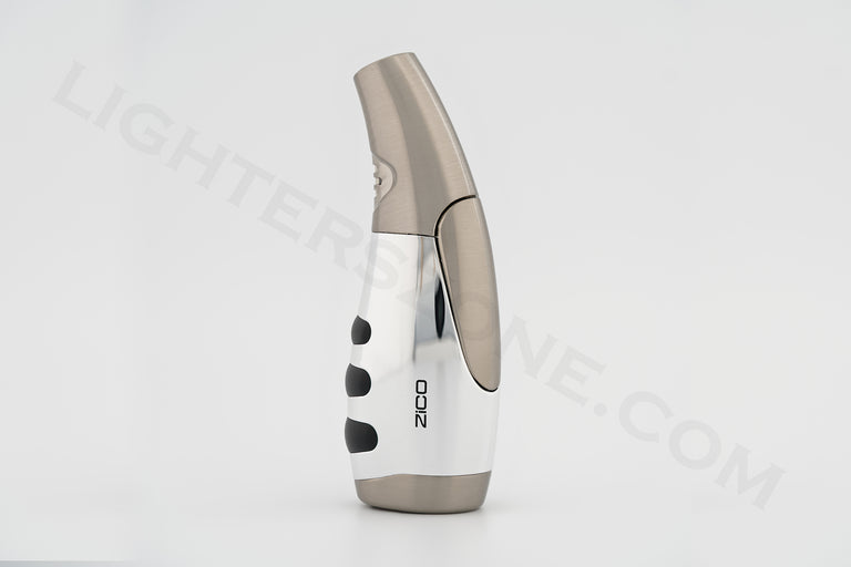 Zico torch lighter single torch refillable adjustable flame model mt21 silver