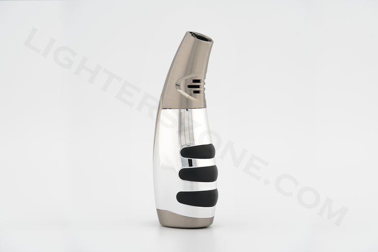 Zico torch lighter single torch refillable adjustable flame model mt21 silver