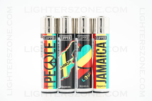 4x Clipper Full Size Refillable Lighters Jamaica Collection
