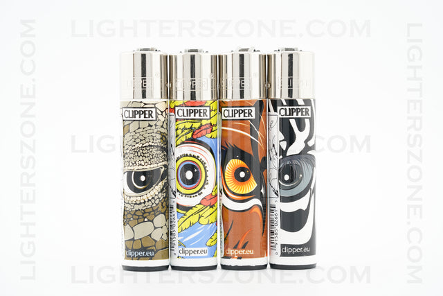4x Clipper Full Size Refillable Lighters Dragon Eyes Collection