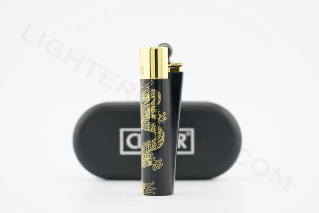 Clipper Lighter With Gift Box Regular Flame Golden Golden Dragon