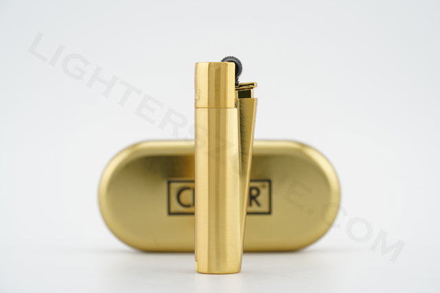 Clipper Lighter Regular Flame With Gift Box Gold Matte
