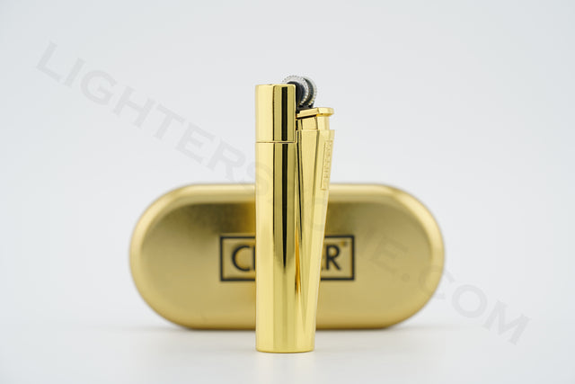 Clipper Lighter Regular Flame With Gift Box Gold Shiny