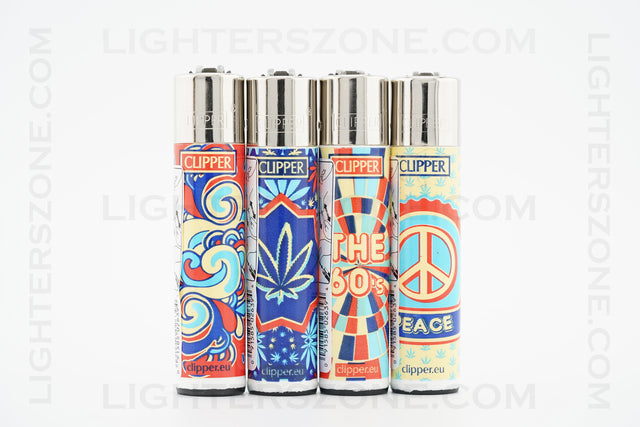 4x Clipper Full Size Refillable Lighters 60's Collection