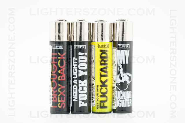 4x Clipper Full Size Refillable Lighters Funny Saying Collection