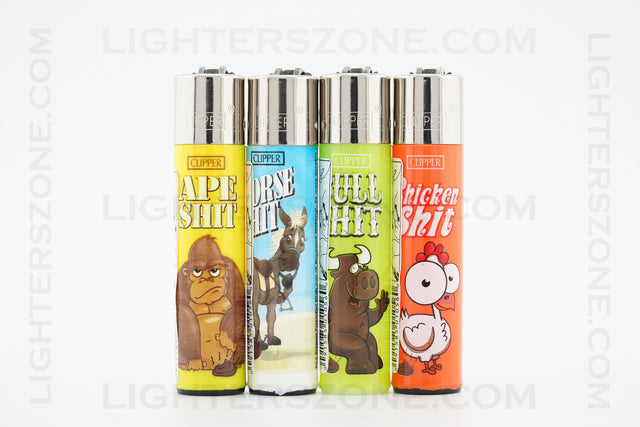4x Clipper Full Size Refillable Lighters Animal Collection