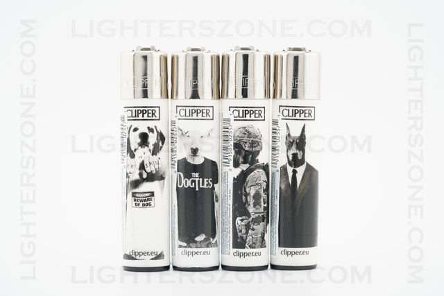 4x Clipper Full Size Refillable Lighters Dog Collection