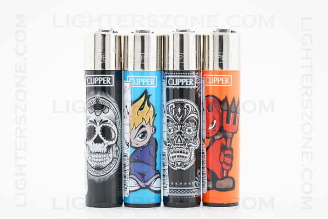 4x Clipper Full Size Refillable Lighters Sculls Collection