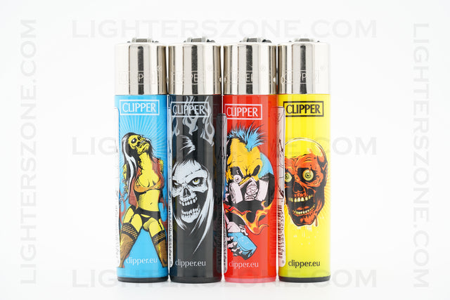 4x Clipper Full Size Refillable Lighters Zombies Collection