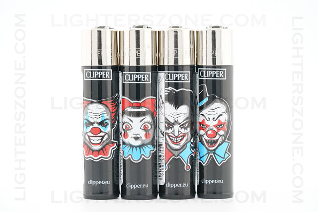 4x Clipper Full Size Refillable Lighters Bad Clowns Collection