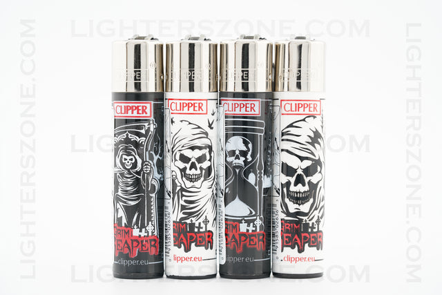 4x Clipper Full Size Refillable Lighters Grim Reaper Collection